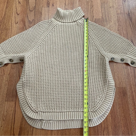 J. Crew Turtleneck cotton poncho in Sandy Beach sweater size S/M - Picture 15 of 16